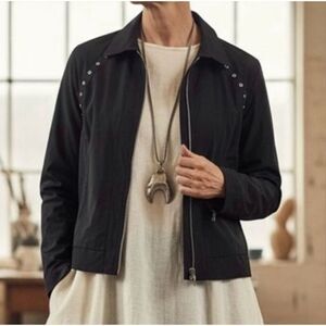 Sun Kim black full zip bomber jacket size medium